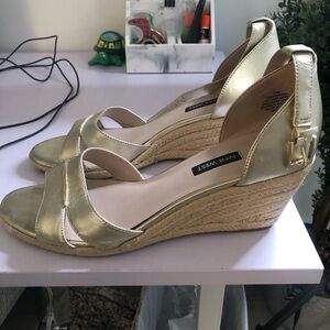Gold Espadrille Wedge Sandals, Nine West